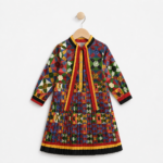 Multi-Color Geometric Printed Pleated Frock