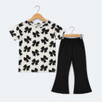 Girls Black Floral Print Co-Ord Set – Lightweight