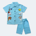Kids Blue Cartoon Summer Co-Ord Set