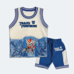 Kids Transformers Printed Sleeveless Sando Set – Blue & White Summer Outfit