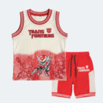 Kids Transformers Printed Sleeveless Sando Set – Red & White Summer Outfit