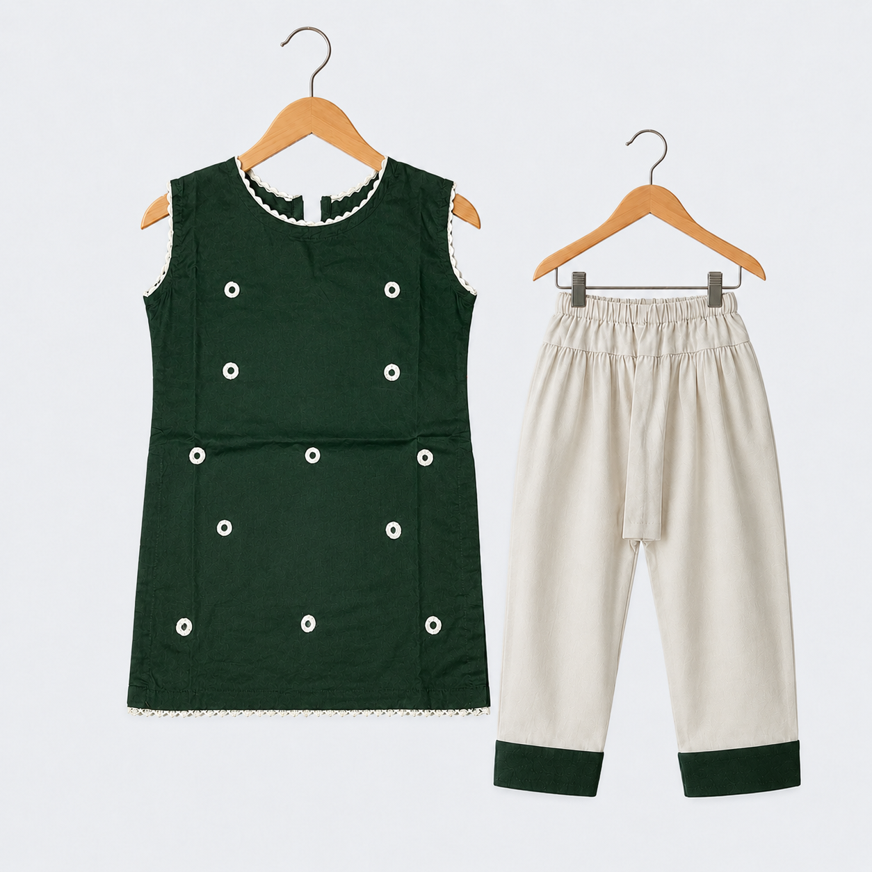Girls 14 August Mirror Work Lawn 2 Piece Suit – Pakistan Independence Day Special - Image 1